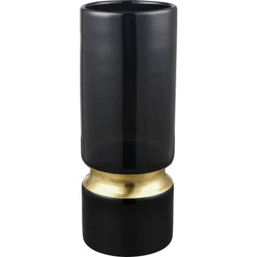 Brooke Vase in Black Glass & Brass Aluminum