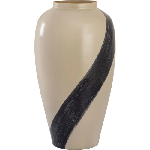 Brushstroke Vase in Cream & Black Art Glass