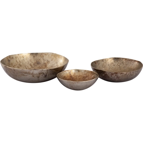 Carling Decorative Bowl 3 Piece Set in Oxidized Nickel Aluminum