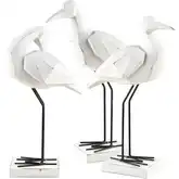 Carroll Bird Sculpture 3 Piece Set in White Resin & Black Iron