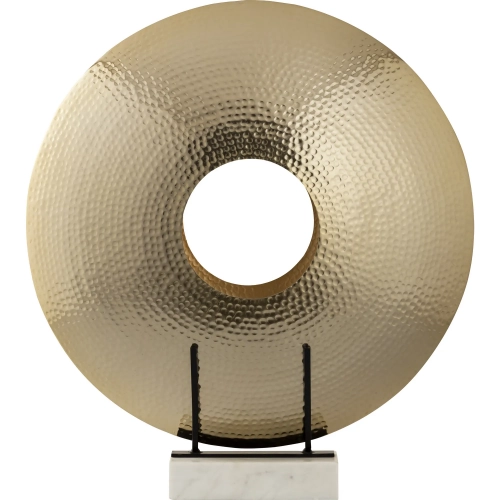 Charged Sculpture in Polished Brass, White Marble & Black Metal