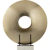 Charged Sculpture in Polished Brass, White Marble & Black Metal
