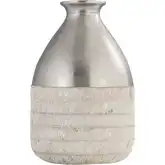 Chloe Vase in White Hair-on Hide & Silver Aluminum