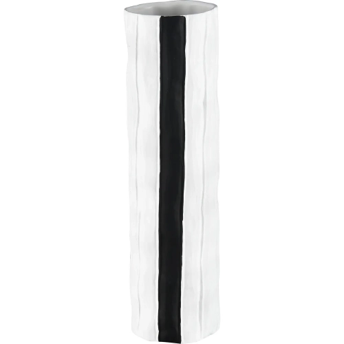 Clark Vase in Striped Black & White Ceramic