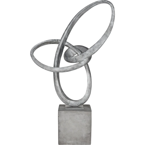 Cobey Loop Sculpture in Silver Hammered Metal Resin & Gray Stone