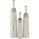 Coco Vase 3 Piece Set in Multicolor Glass & Champagne Gold