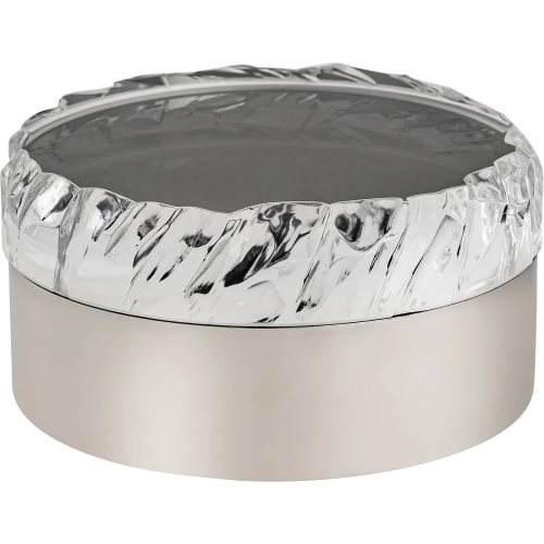 Cogar Round Box in Clear Acrylic & Polished Nickel Stainless Steel