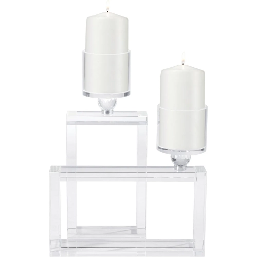 Cubic Candleholder 2 Piece Set in Clear Crystal