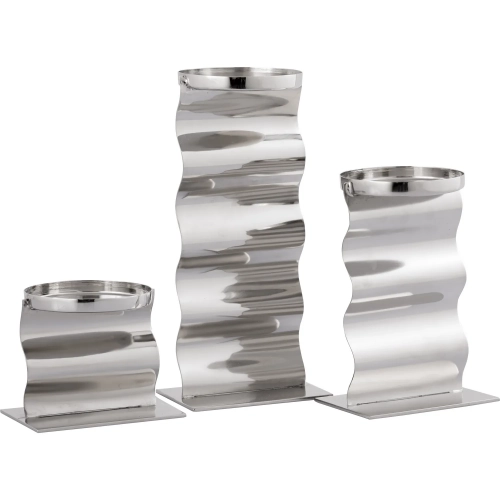 Curve Candleholder 3 Piece Set in Polished Nickel Stainless Steel