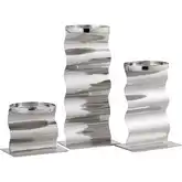 Curve Candleholder 3 Piece Set in Polished Nickel Stainless Steel