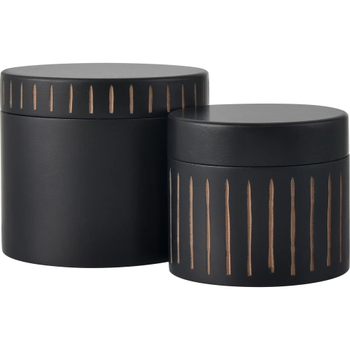 Dana Decorative Box 2 Piece Set in Black, Tan & Beige Wood