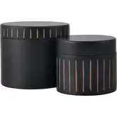 Dana Decorative Box 2 Piece Set in Black, Tan & Beige Wood