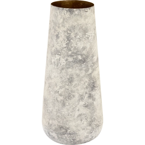 Delmont Vase in White Wash, Gray & Gold Iron