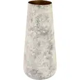 Delmont Vase in White Wash, Gray & Gold Iron