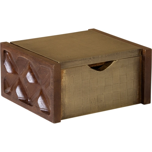 Dorsey Decorative Box in Walnut Finish Mango Wood & Aged Brass