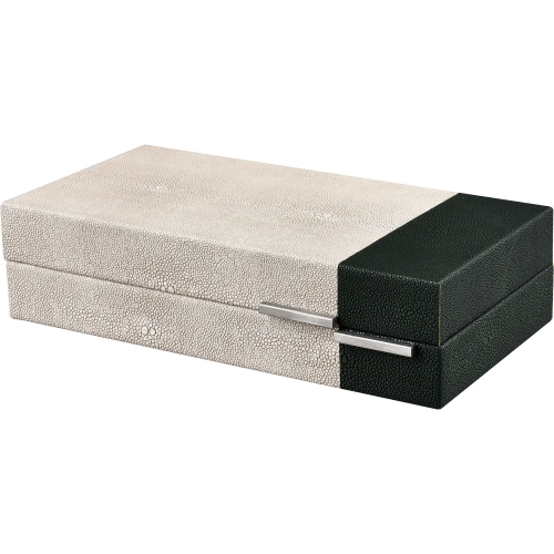 Dove Decorative Box in Khaki & Dark Green Faux Shagreen