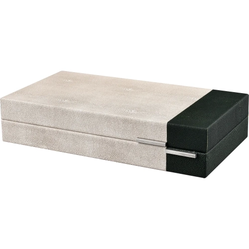 Dove Decorative Box in Khaki & Dark Green Faux Shagreen