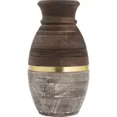 Dunn Vase in Brown Wood, White Washed Wood & Brass