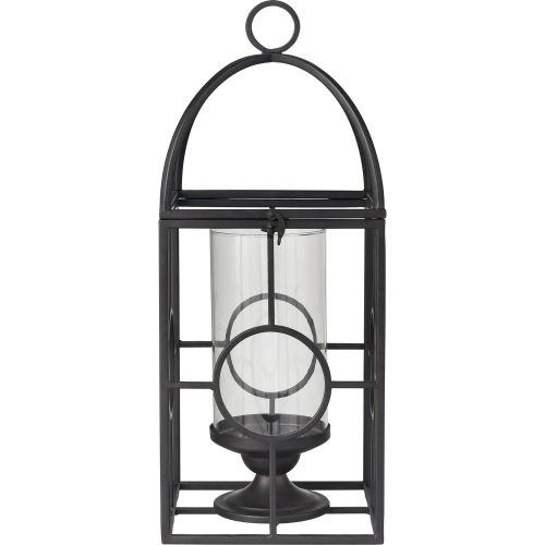 Earl Lantern in Black Iron & Clear Glass