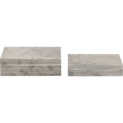 Eaton Etched Decorative Box 2 Piece Set in White & Black Resin