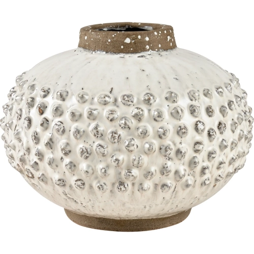 Echten Vase in White & Brown Earthenware