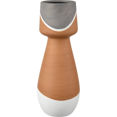 Eko Vase in Terracotta, Gray Wash & White Ceramic