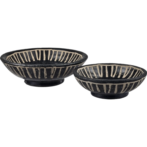 Eleni Plate 2 Piece Set in Black, Tan & Cream Terracotta