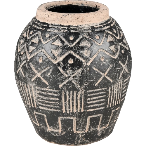 Eleni Vase in Black, Tan & Cream Terracotta