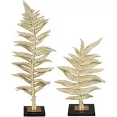 Fern Sculpture 2 Piece Set in Gold Resin & Black Marble Resin