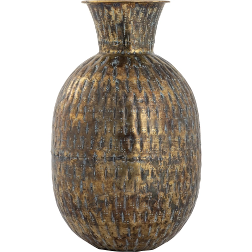 Fowler Vase in Patinated Brass & Light Blue Iron