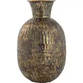 Fowler Vase in Patinated Brass & Light Blue Iron