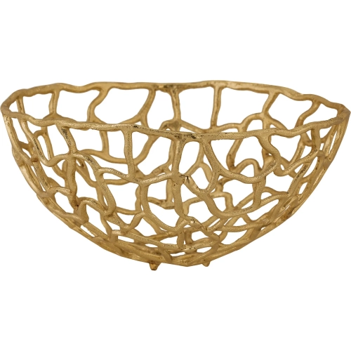 Free Form Decorative Bowl in Gold Aluminum