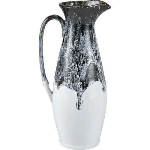 Gallemore Decorative Pitcher in Black & White Glazed Ceramic