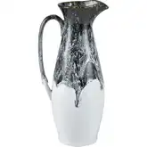 Gallemore Decorative Pitcher in Black & White Glazed Ceramic