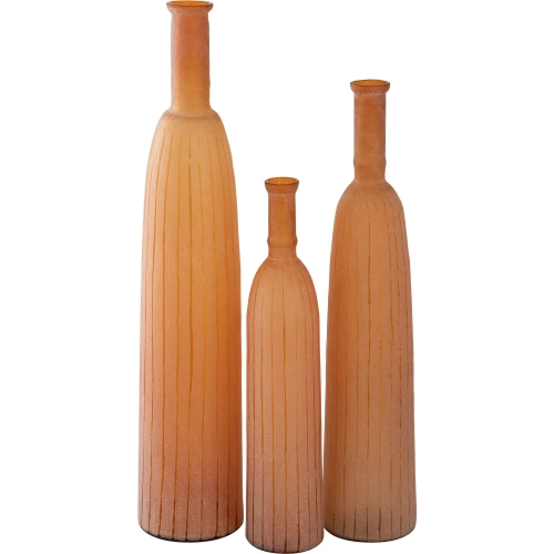 Georgia Vase 3 Piece Set in Frosted Orange Glass