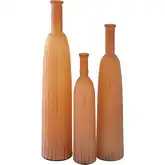 Georgia Vase 3 Piece Set in Frosted Orange Glass