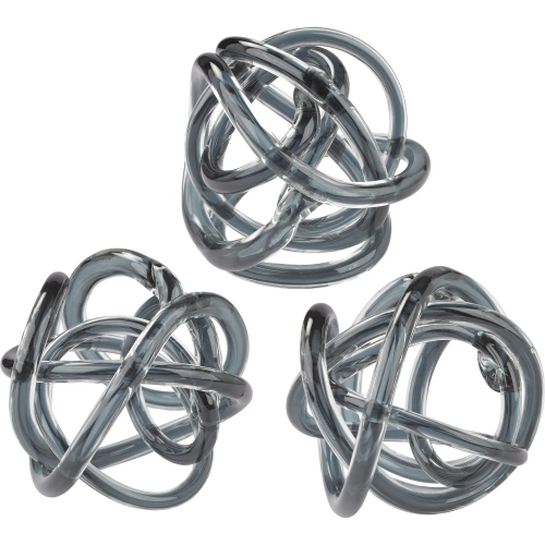 Glass Knot Sculpture 3 Piece set in Gray