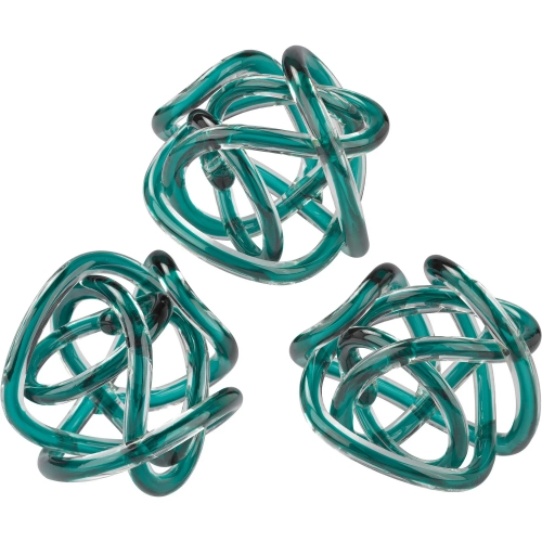 Glass Knot Sculpture 3 Piece set in Aqua
