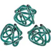 Glass Knot Sculpture 3 Piece set in Aqua