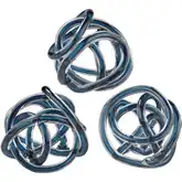 Glass Knot Sculpture 3 Piece set in Navy Blue
