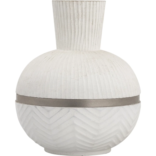 Glenn Vase in White Mango Wood & Nickel Metal