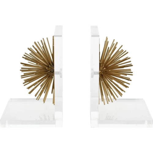 Glint Bookend 2 Piece Set in Gold Metal & Clear Acrylic
