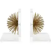 Glint Bookend 2 Piece Set in Gold Metal & Clear Acrylic