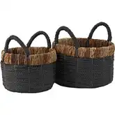 Granada Basket 2 Piece Set in Black & Natural Rattan