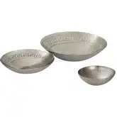Greek Key Decorative Bowl 3 Piece Set in Antique Nickel Iron