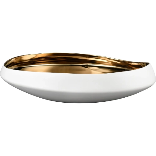 Greer Decorative Bowl in Matte White & Gold Glazed Ceramic