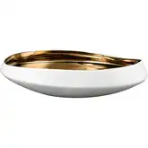 Greer Decorative Bowl in Matte White & Gold Glazed Ceramic
