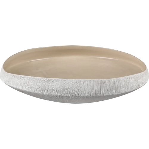 Greer Decorative Bowl in Matte White & Beige Ceramic