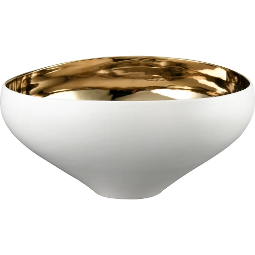 Greer Decorative Bowl in Matte White & Gold Glazed Ceramic