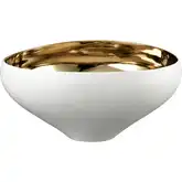 Greer Decorative Bowl in Matte White & Gold Glazed Ceramic